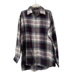 Burberry Men’s Plaid Purple White Button Down Top Size XL